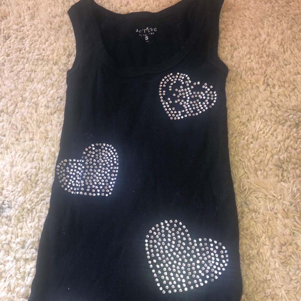 Black Active Small Heart Tank Top